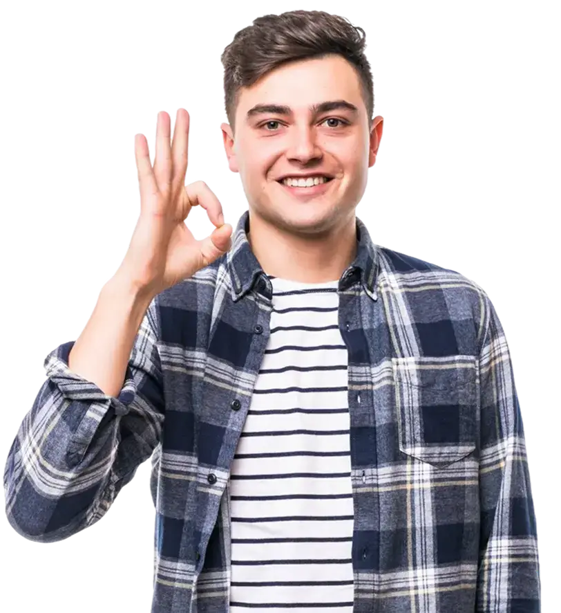 Hombre feliz señalando ok 1